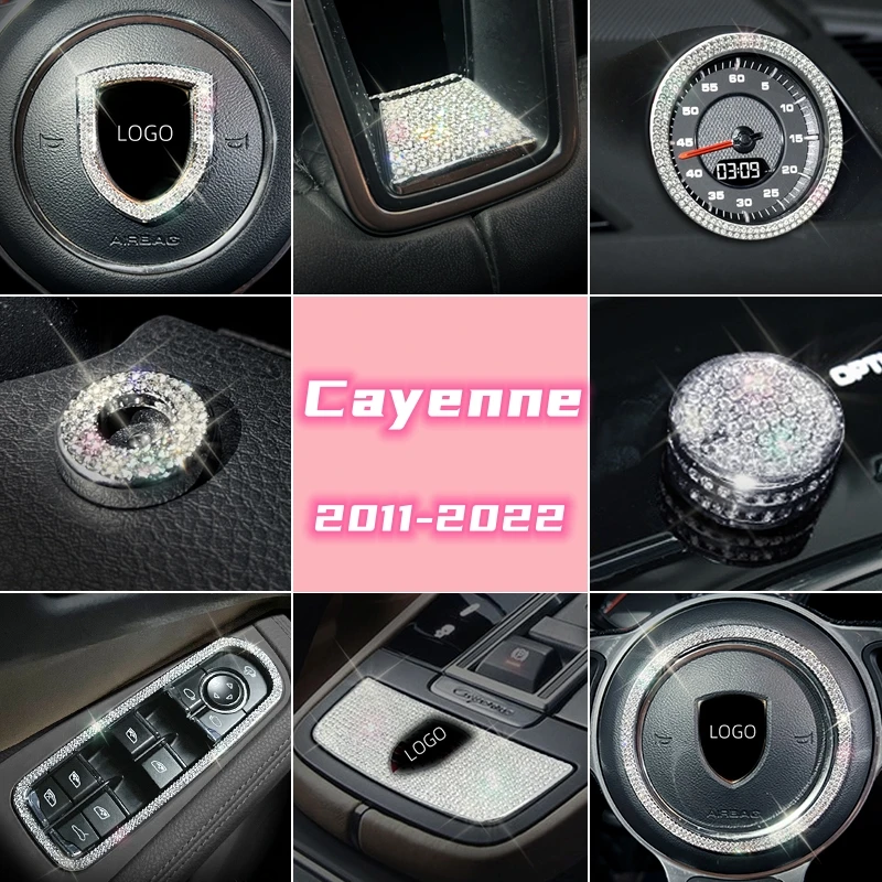 Car Refitted Interior Diamond Crystal Set Decorative Steering Wheel Air Conditioning Refitted For Porsche Cayenne Series