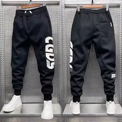 Moletom de cordão masculino, calça casual, calça esportiva preta, ginástica fitness, roupas de treino, corrida, coreana, outono, nova