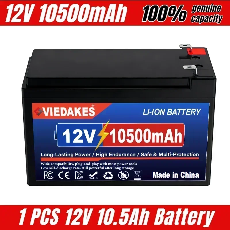   VIEDAKES 12V 100Ah LiFePO4-batterij met oplader, hoge capaciteit, snelle verzending, lithium ijzerfosfaat batterij 12V 100Ah
