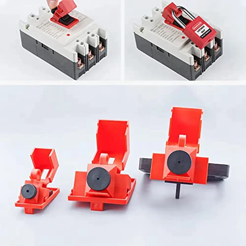 Electrical Lockout Tag Kit Strap, Carrying Case Set Clamp And Universal Multi-Pole Circuit Breaker Lockout