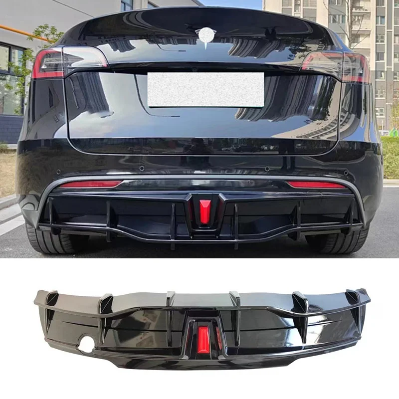 For NEW Tesla Model Y Rear Lip Diffuser Spoiler Bumper Refit Accessories Splitter ABS Material Black Body Kit 2021 2022 Year