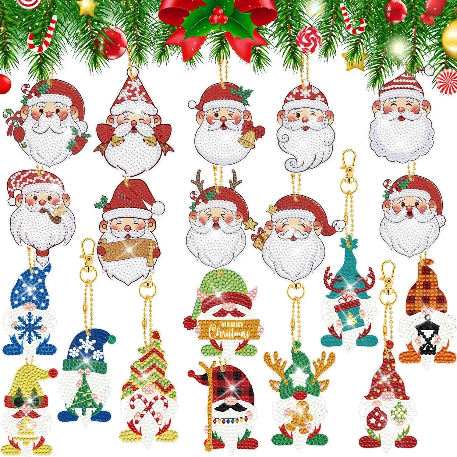 

2024 Diamond Painting Keychain Christmas Halloween Pendant 5D Cartoon Puzzle DIY Decorative Jewlery