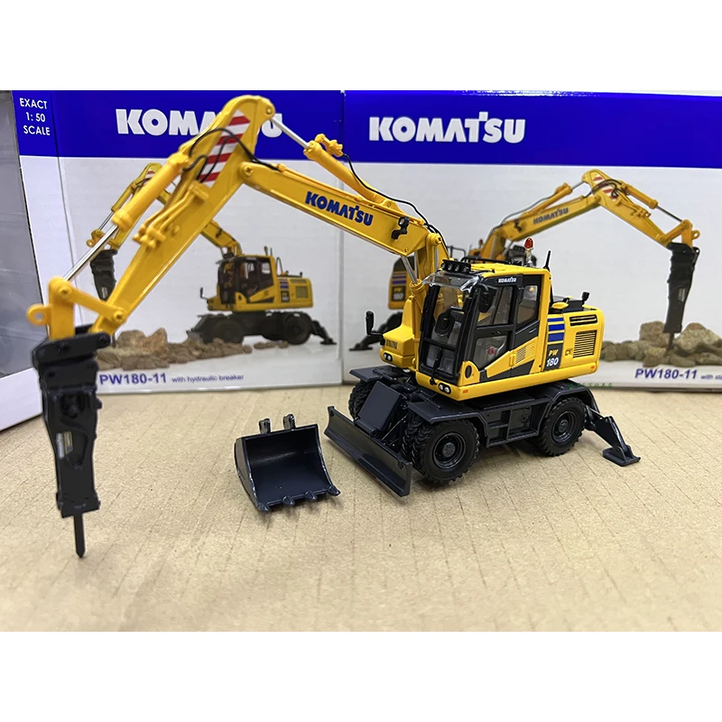 

UH Diecast Alloy 1:50 Scale Komatsu PW180-11 Wheeled Multifunctional Excavator Crushing Hammer Model Adult Classics Toys Gifts