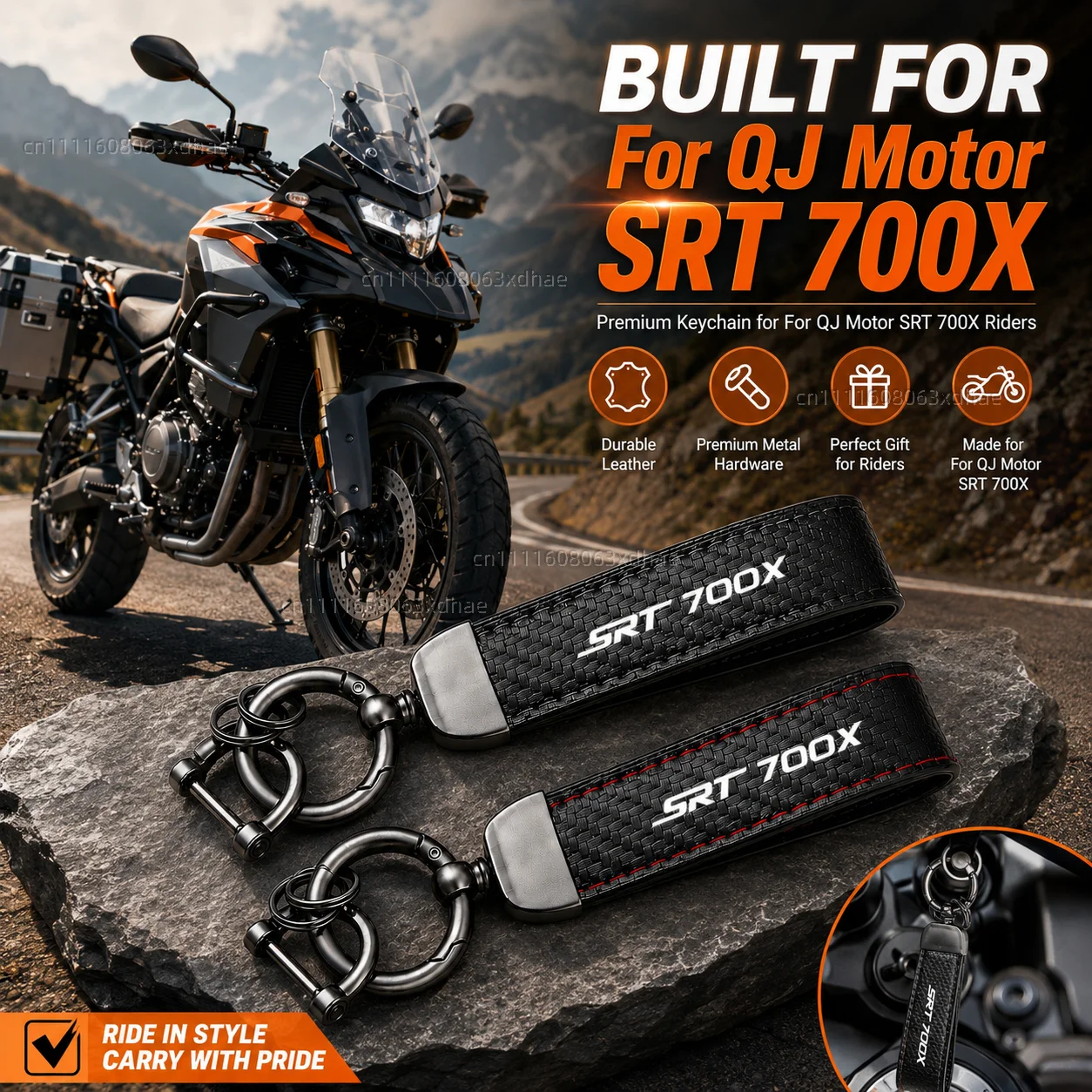 

High-Grade Leather Motorcycle Keychain Holder Keyring Accessories For QJ Motor SRT 700X SRT 700X SRT 700X