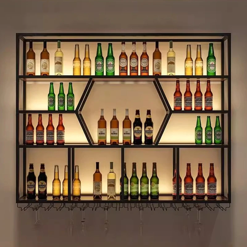 

Metal Shelves Alcohol Cabinets Display Restaurant Liquor Cellar Wine Cabinets Drinks Nightclub Bancone Da Bar Bar Furniture