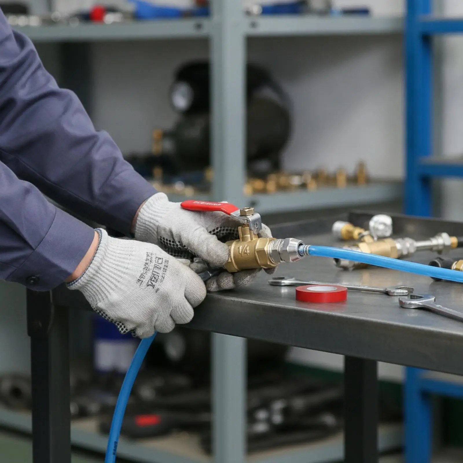 Brass Inline Pneumatic Ball Valve Quick Connect Fittings for Air Conduit Systems and Pressure Regulation Tasks