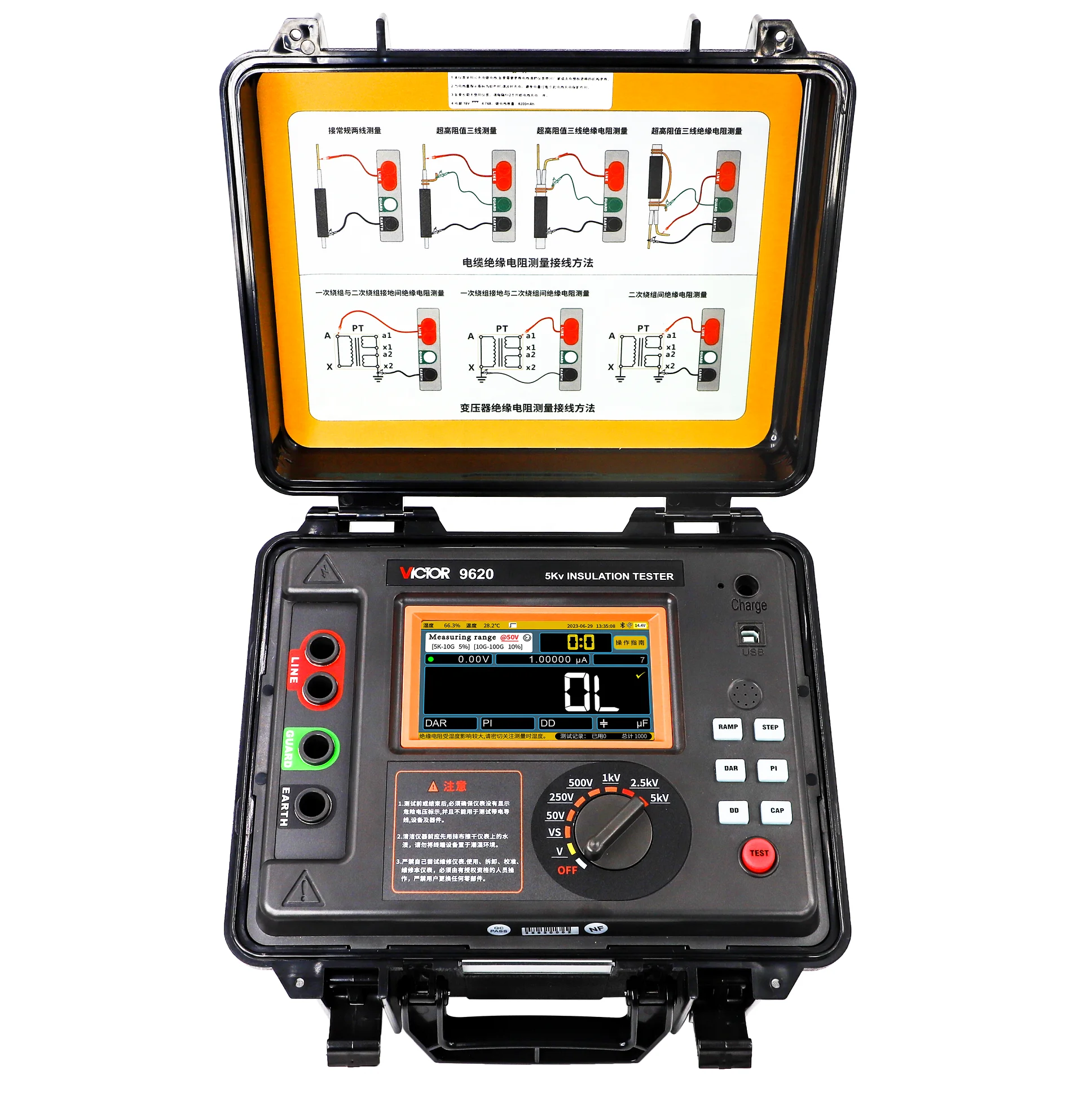 New 9620 RESISTANCE TESTER adopts a strong double-shell structure and has a protection rating of IP65