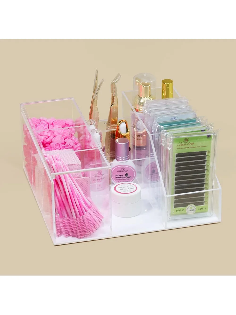 1개 속눈썹 연장 도구 보관함 속눈썹 접착제 핀셋 홀더 메이크업 정리함 대용량