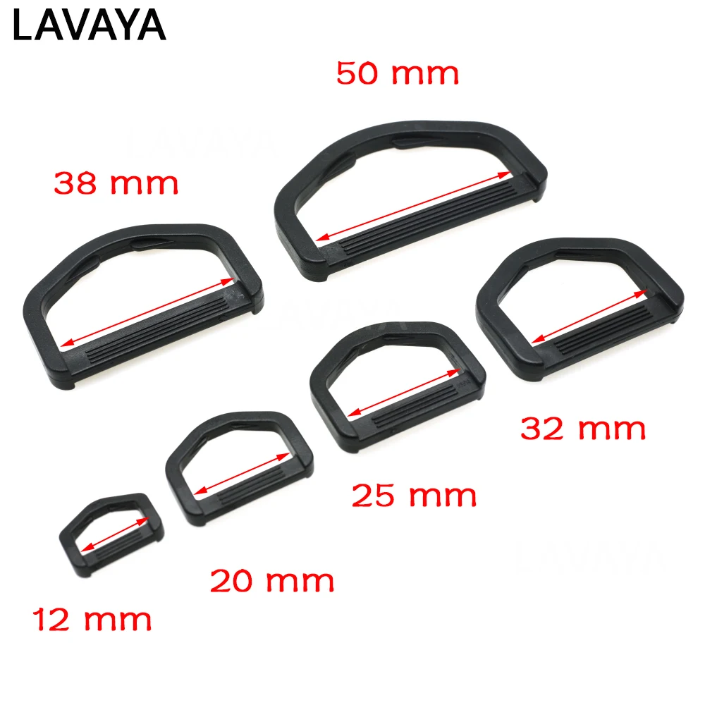 10szt Plastikowe klamry D-Ring do haczyków Paski plecaka Pierścień taśmowy 12mm ~ 50mm Czarny — zdjęcie 3