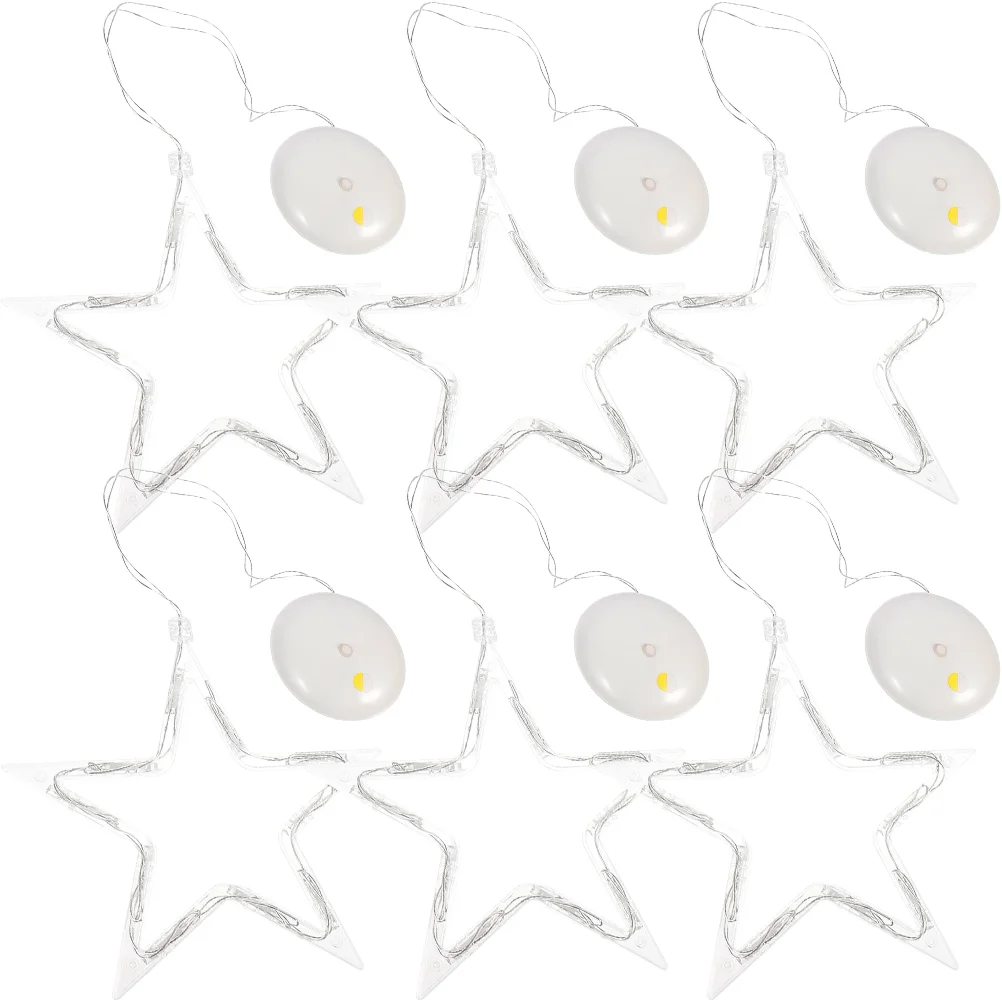 6 Pcs Xmas Light Decorations Decorative Suction Cup Lights Christmas Window Star