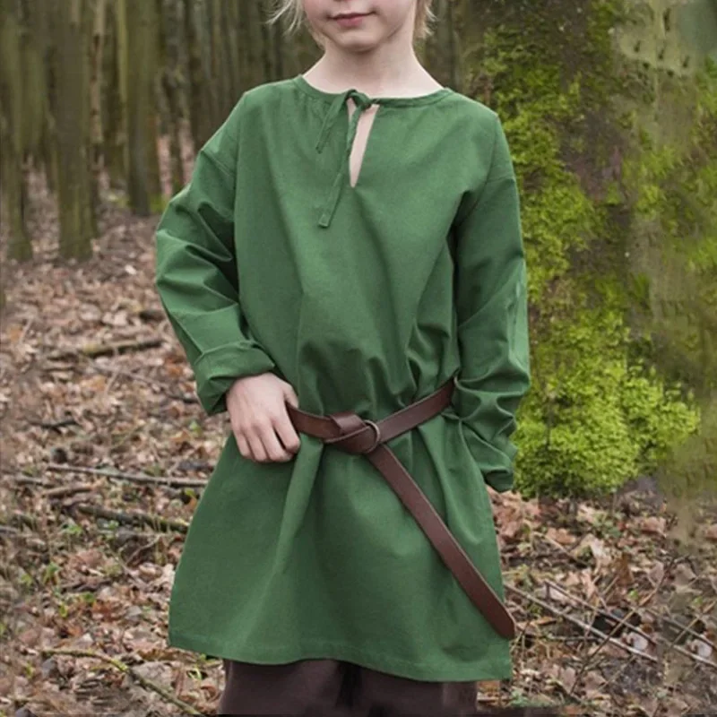 Medieval Cosplay Costumes for Children Renaissance Vintage Kid Tunic Boy Girl Viking Knight Cosplay Halloween  Clothes