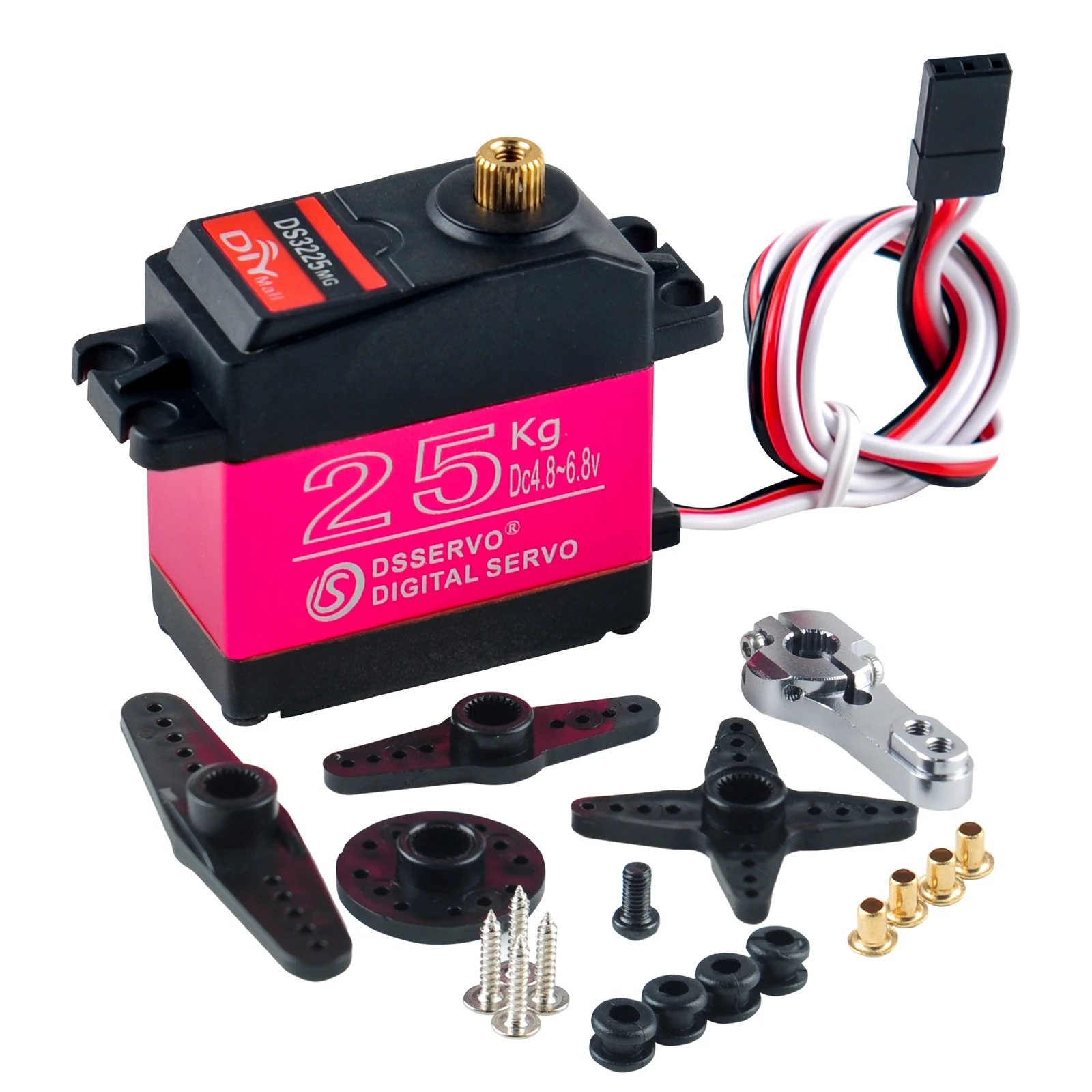 25KG DS3225 디지털 서보 모터, 서보 테스터, 메탈 기어, 270/180도 파워 기능, DIY 부품 서보 (RC 자동차, 보트, 로봇용)