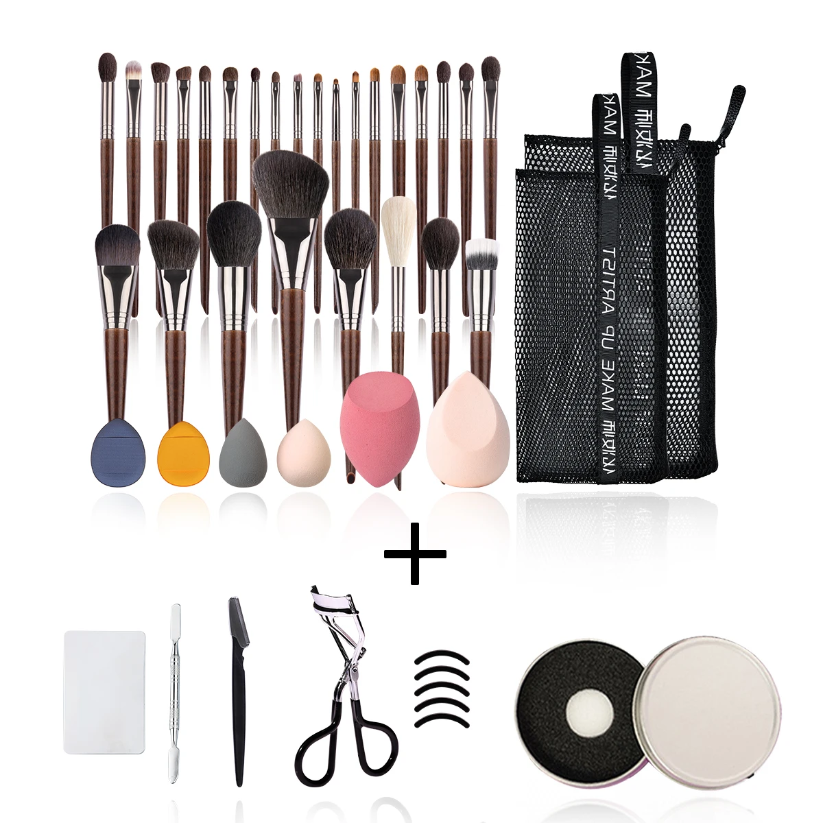 OVW Makeup Brush Set 26pcs Natural Goat Hair Foundation Powder Contour Brush Synthetic Blending Eyeshadow Liner Highlight