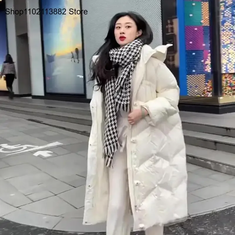 

Down and Cotton Jacket Women's Winter Mid Length Knee Length Korean Version Loose and Thick Bread Jacket Jacket
