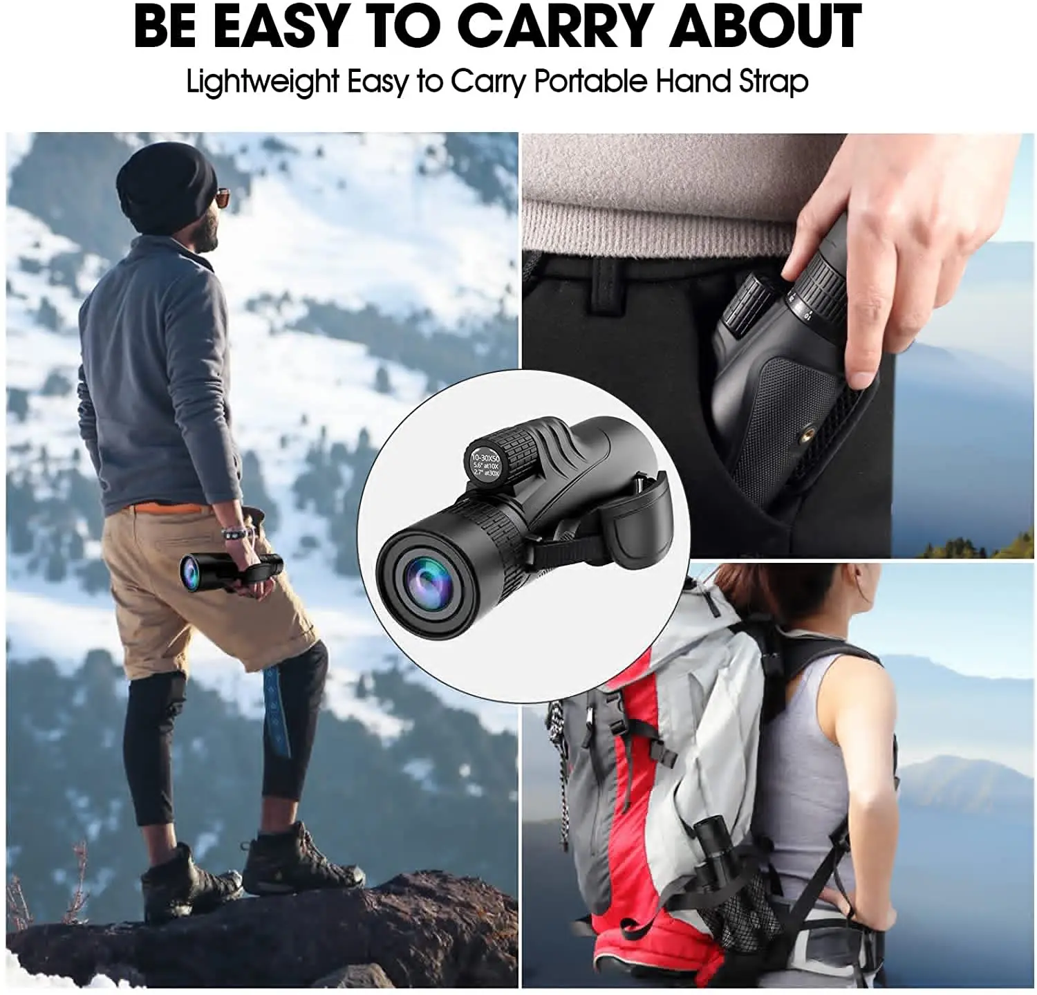 Portable Zoom HD 5000M Telescope10-30x50 Folding Long Distance Mini Powerful Telescope for Hunting Sports Outdoor Camping Travel