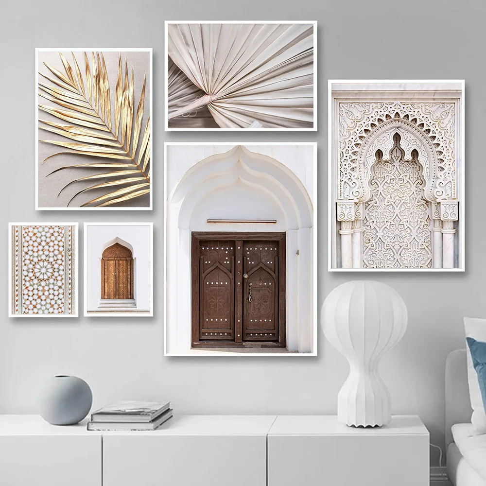 Moroccan Wall Art Set Morocco Mosaic Door Photo Poster Bohemian Marrakech Prints Poster Printable Wall Art For Home Decoration