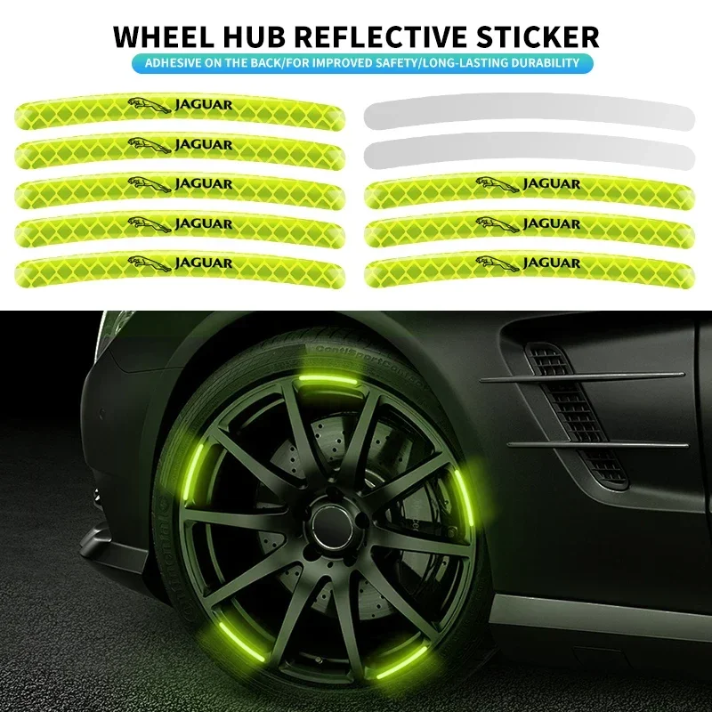 

5/10/15/20 шт. светоотражающие полосы на колеса автомобиля и мотоцикла, наклейки на ступицу для Jaguar E-Pace I-Pace X-Type XFR XE XF XJ F-Type F-Pace XKR