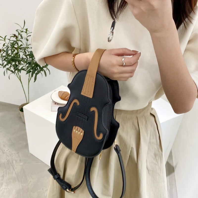 New Fashion Pu Leather Women\'s Backpack Designer Female Violin Shoulder Crossbody Bags Brand Luxury Handbag Shopper Purse