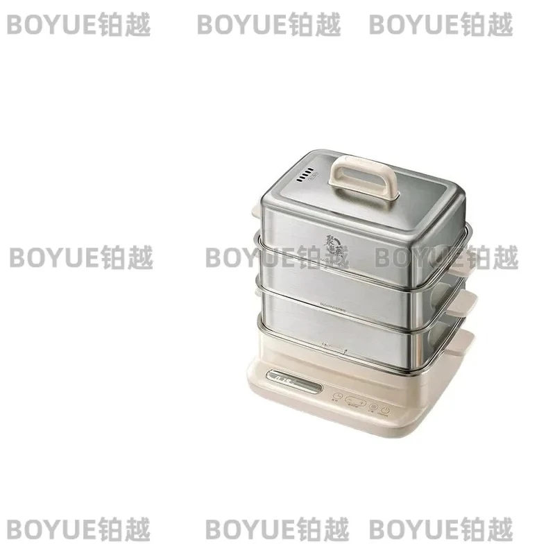 Stainless Steel Electric Food Steamer Large Capacity Multifunctional Breakfast Maker Timer Function Healthy Cooking No