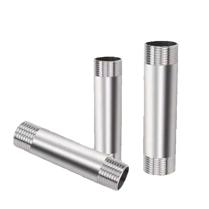 5Pcs Length100/150MM 1/2" 3/4" BSP Male Thread Long Nipple Stainless Steel Pipe Fitting Connector Adapter Pipe Fitting Connector