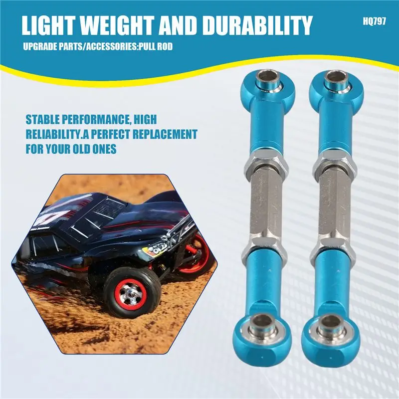 T84C-2Pcs 메탈 조절식 스티어링 링크 서보 링크 풀 로드 트랙사스 슬래시 4X4 5807 HQ727 1/10 RC 자동차 업그레이드 부품