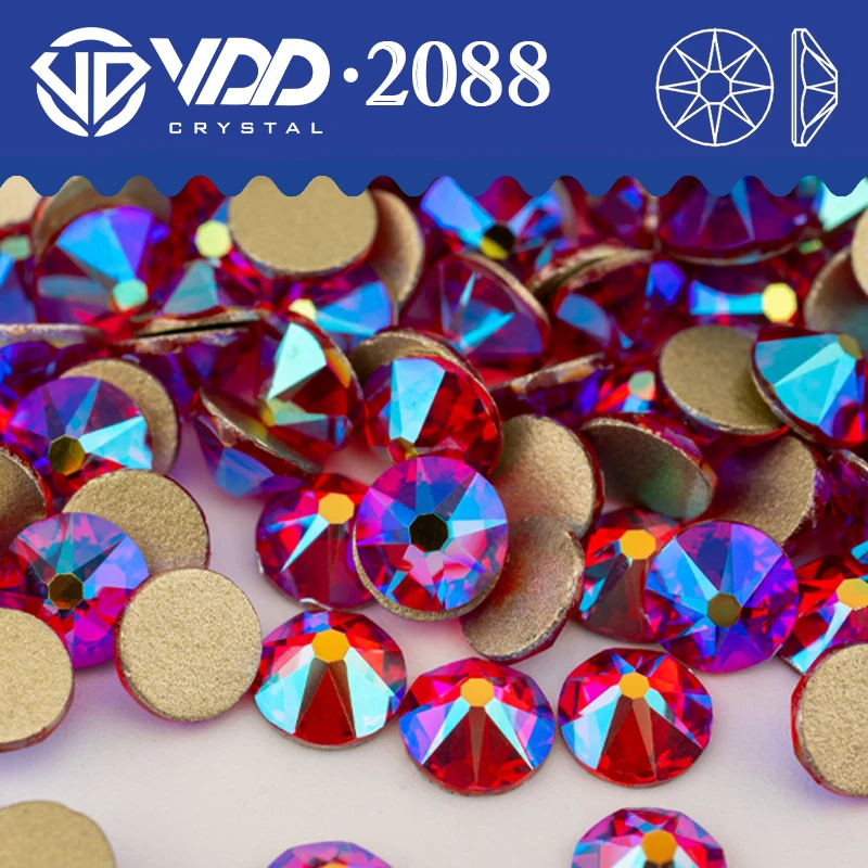 VDD 072 Siam AB SS16-SS30 High Quality AAAAA 2088 Rhinestones Crystal Flatback 8 Big 8 Small Stones For DIY Crafts Nail Art