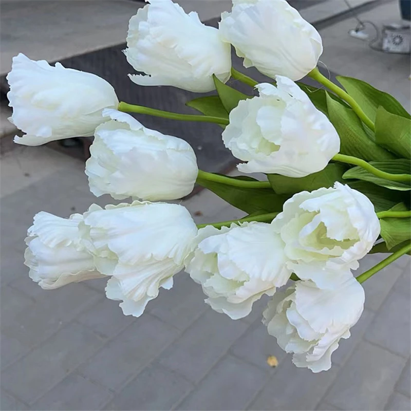 Large White Tulips Silk Artificial Flowers home decor Wedding party decoration flores artificiales photography props