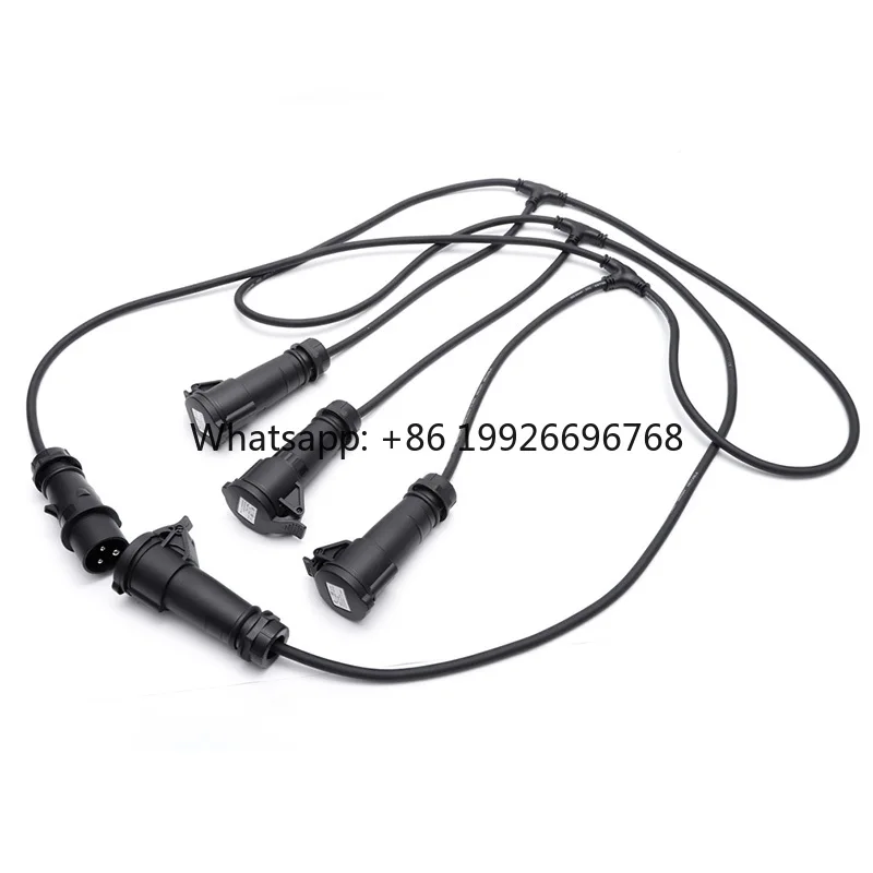

16A 2P+E Stage Spider Cable, 1 to 4 Industrial Power Splitter, 220-250V IP44 IEC 60309 Plug to 4 Sockets for Live Events