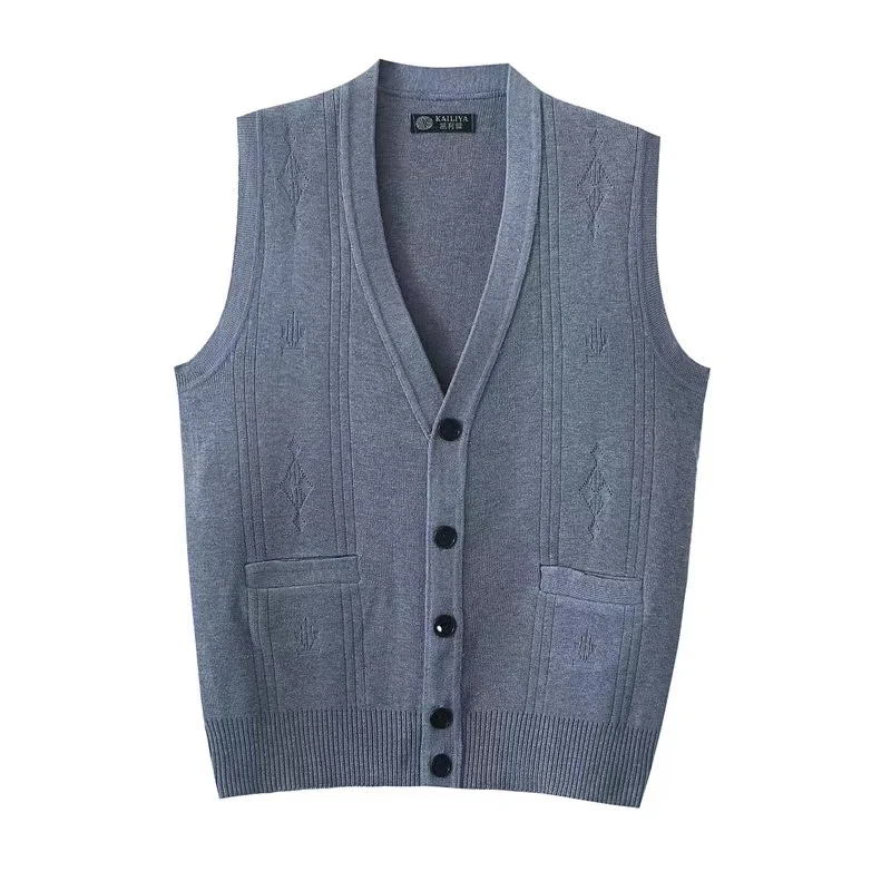 

Autumn Winter Men's Knitted Cardigan Middle-Aged V-Neck Fit Coat Knitwear Sweater Vest Men Jacket Soft Warm Plus Size C146