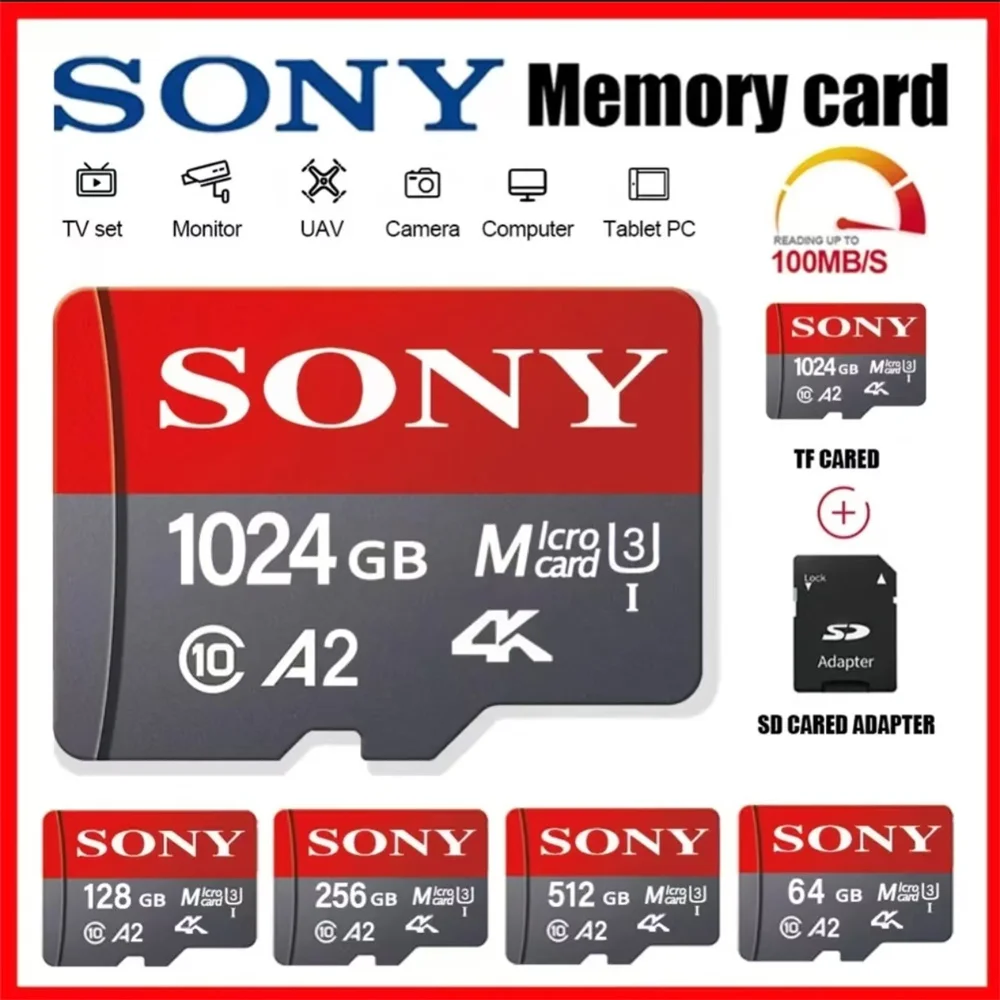 SONY New 1TB SD Card 32GB64GB 128GB 256GB 512GB  Class10 High Speed Micro SD Class TF Card for Drone Equipment Audio PC Ps5 Game