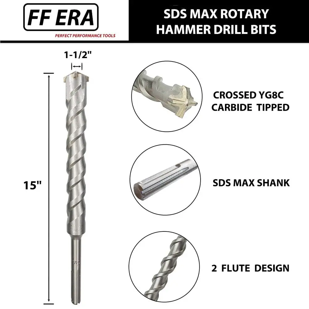 15 "SDS MAX U-Flute ก่ออิฐเจาะบิตคาร์ไบด์ Tipped อิฐหินคอนกรีตเกรดอุตสาหกรรมข้ามเคล็ดลับใช้งานร่วมกับ Bosch