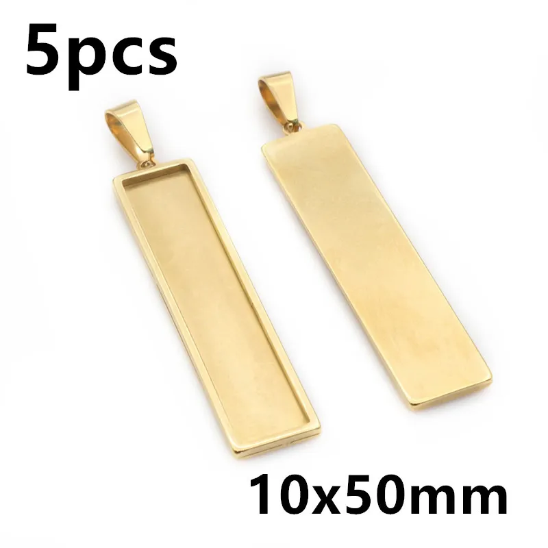5-10pcs Rectangle Pendant Cabochon Base Blank Setting Tray for DIY Jewellery