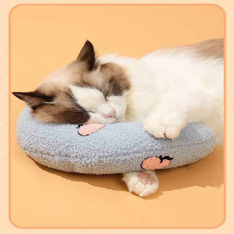 Cat specific U-shaped small pillow to protect cervical spine, deep sleep small cushion for cats, cat pillow to bite pet toys