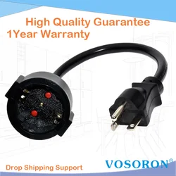 US to CEE7/3 European Schuko Female Socket Extension Cord,1ft 30cm,NEMA 6-20P Plug to European EU CEE7/3 2PIN Socket Power Cable