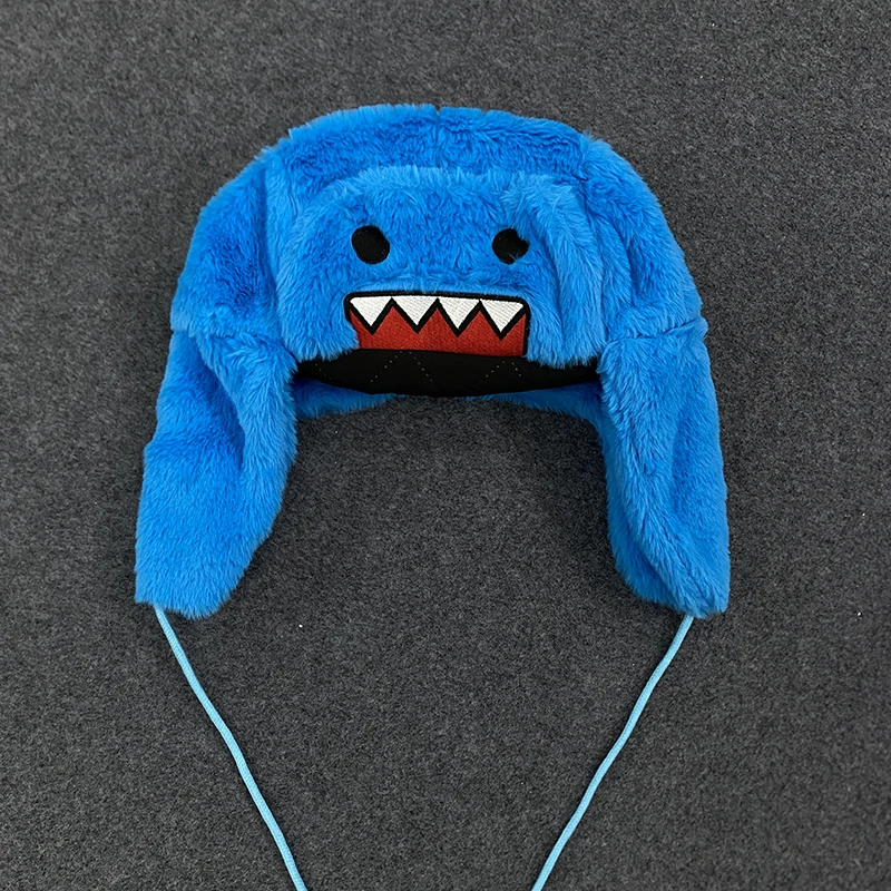 Outdoor New Black Handsome Domo kun Cartoon Embroidered Knitted Hat Same Style Warm and Windproof Hip Hop Leisure Fashion Hat Au