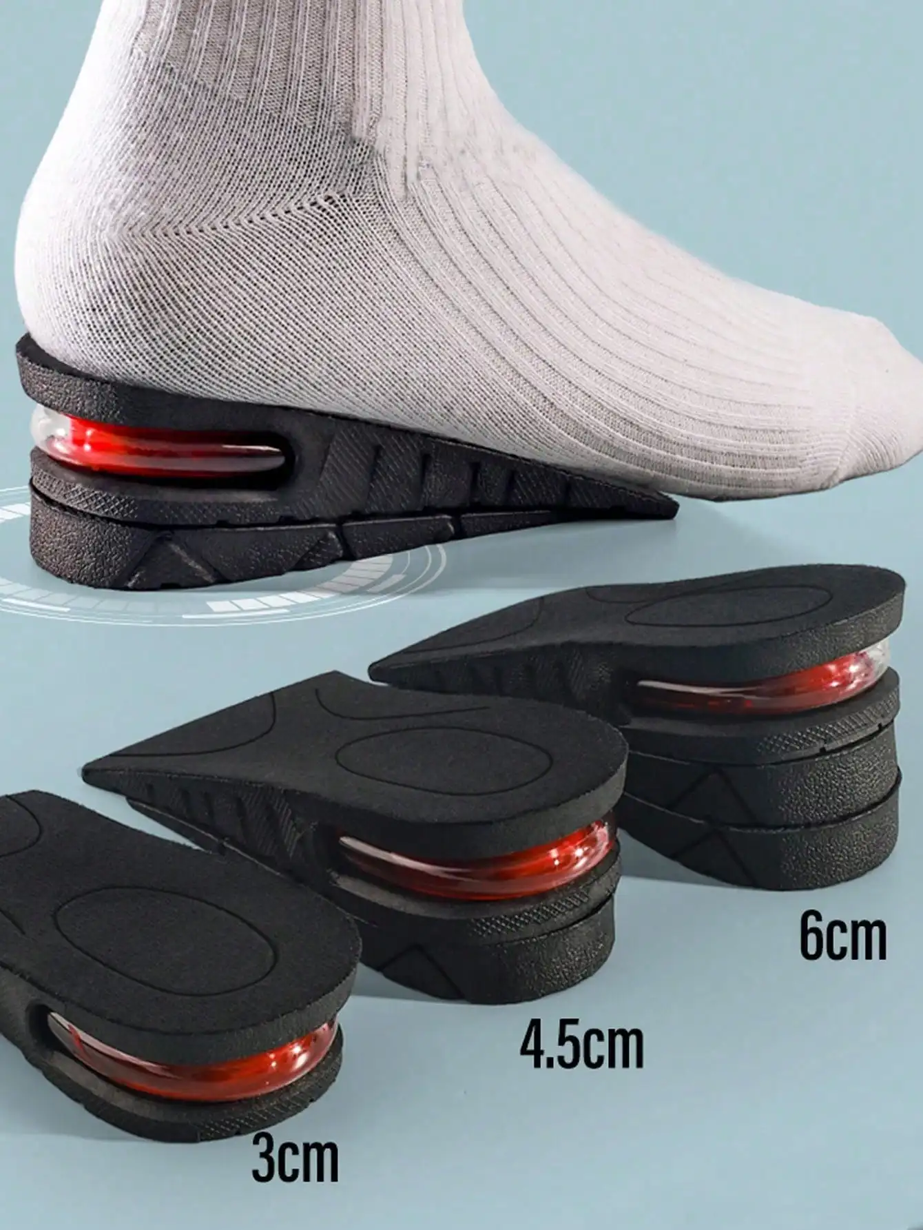3/4,5/6CM Höhenvergrößernde Einlegesohlen, Unsichtbare Luftkissen-Halbsohlen, Unisex-Schuheinlagen für Männer und Frauen – Detail 1