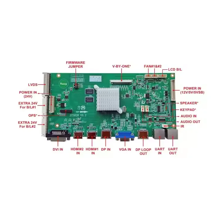 

ST5820 V3.2 lcd driver board with 1920x1080@60Hz LCD video wall controller board for multi-purpose with DP+2HDM-I+DVI+VGA