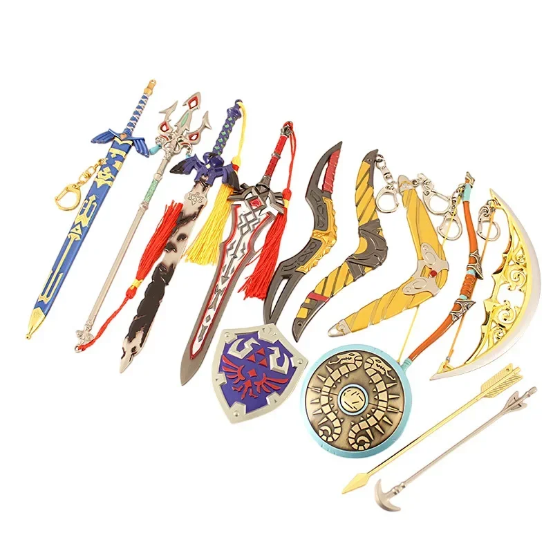 De Hyrule Fantasy Zwaard Sleutelhangers Link Game Periferie Metalen Wapen Collectie Model Zeldas Sleutelhanger Ornament Ambachten Geschenken Speelgoed