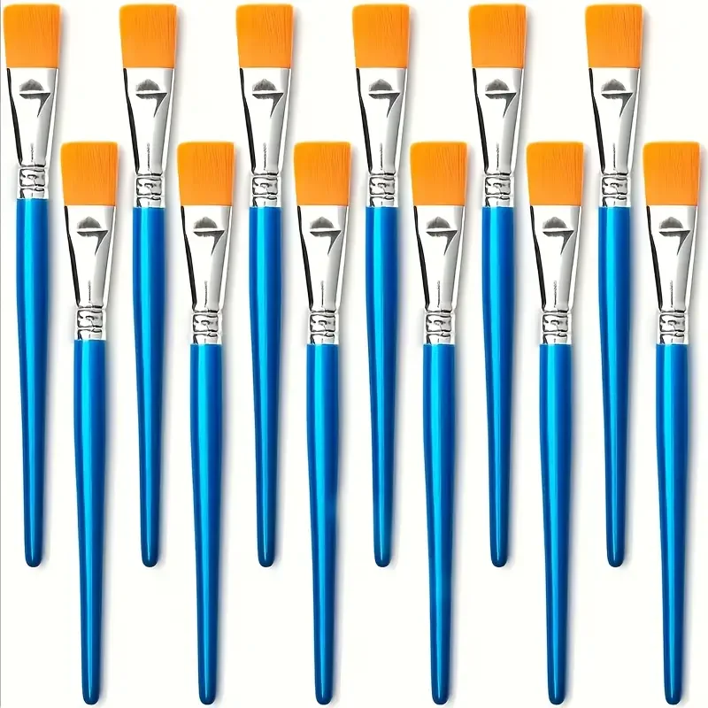 

12 Pieces Flat Paint Brushes Acrylic Paint Brush Artist Craft Paint Brushes Watercolor Small Brush Bulk Painting Brush