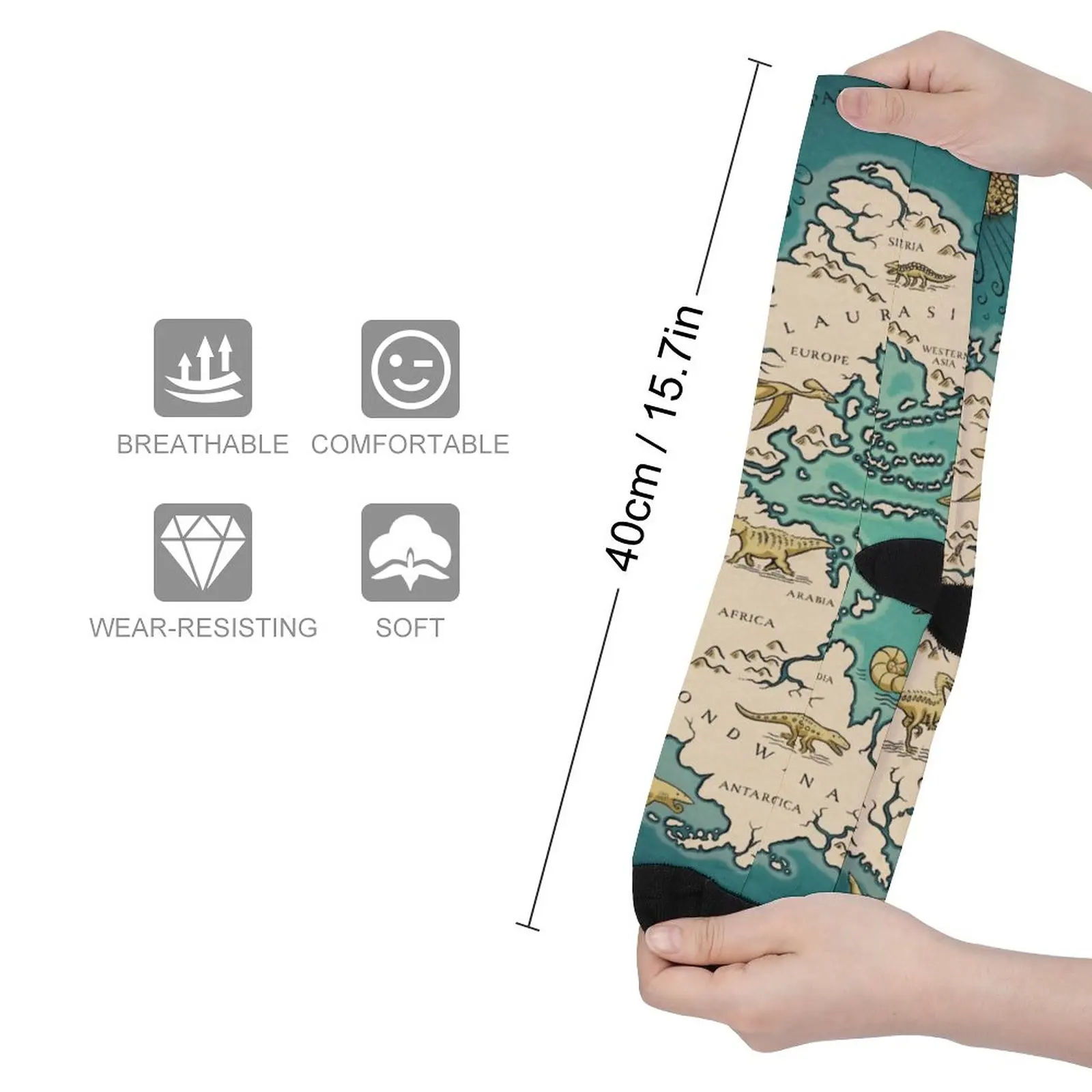 Vintage Map Socks Autumn Supercontinent Pangaea Stockings Fashion Couple Breathable Socks Design Sports Anti Bacterial Socks