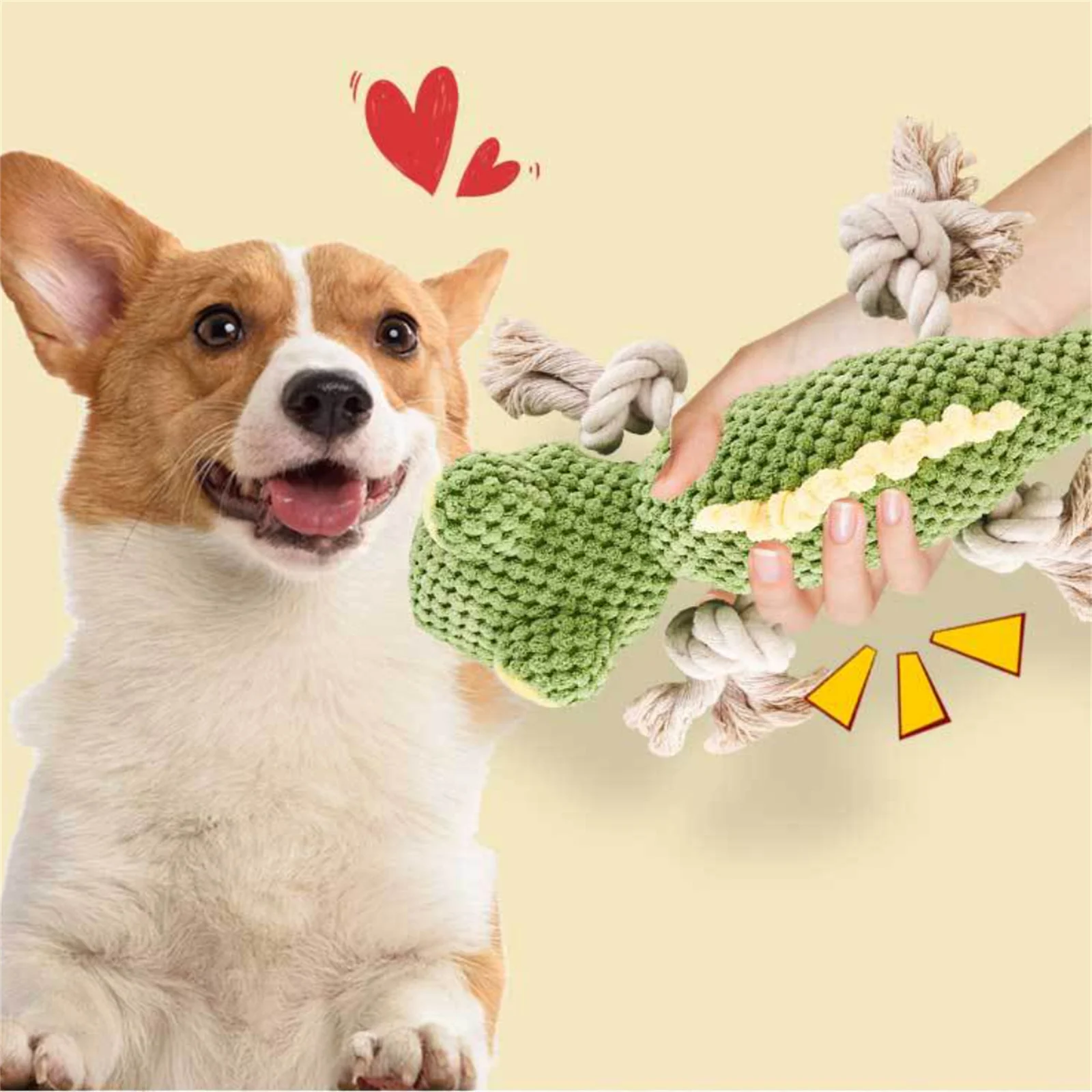 

Cute Cartoon Plush Toy For Pet Vocal Alligator Teeth Grinding Bite Resistant