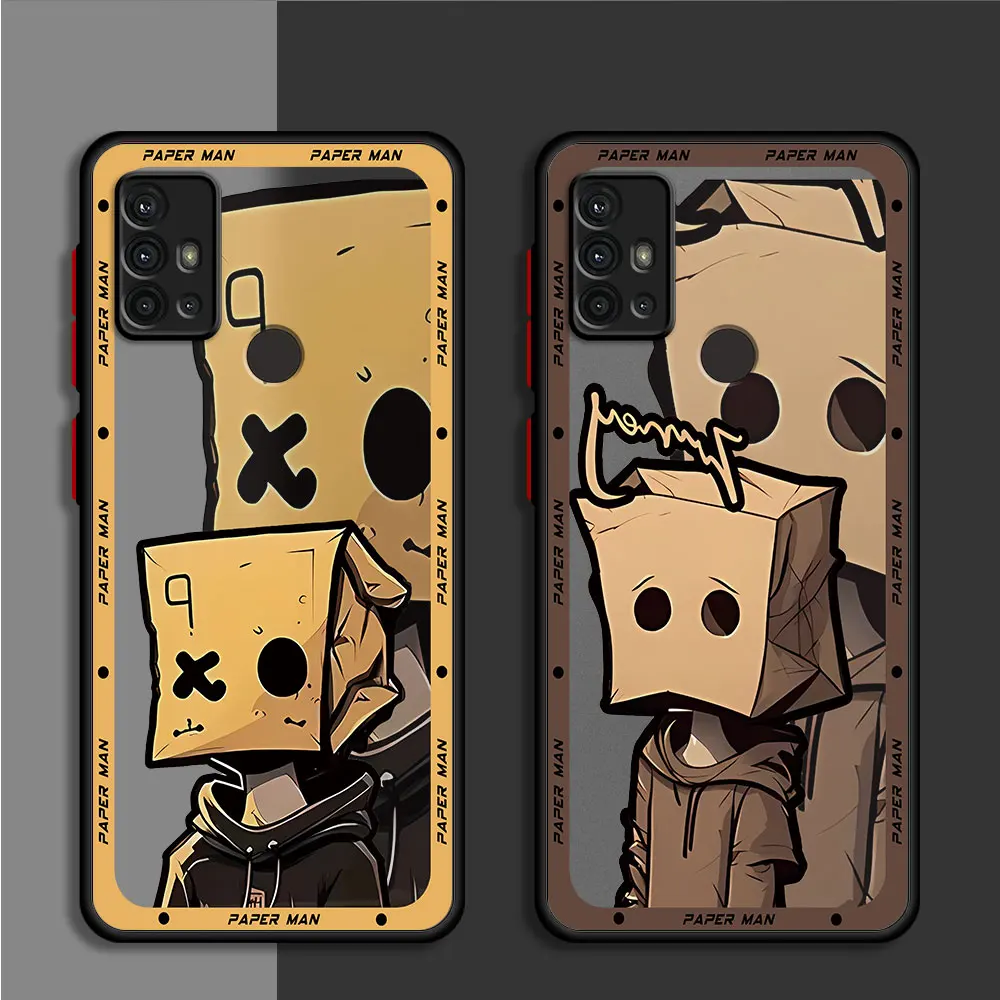 Cartoon Paper Man Pattern Phone Case for Samsung Galaxy A12 A22 A32 5G A52 A72 A71 A51 A13 A31 A24 A21s 4G Matte Cover