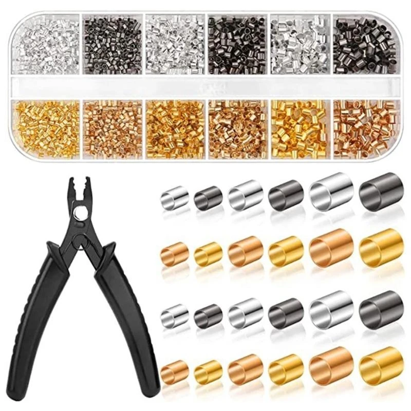 

2200pcs Crimp Beads with Crimp Pliers for DIY Bracelets, Necklaces Easy to Use