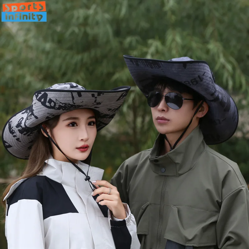 Men Sunshade Hats 15cm Big Eave Climbing Hat Fishing Hat Outdoor Work Hiking Climbing Sun Protection Adjustable Sun Hat Women