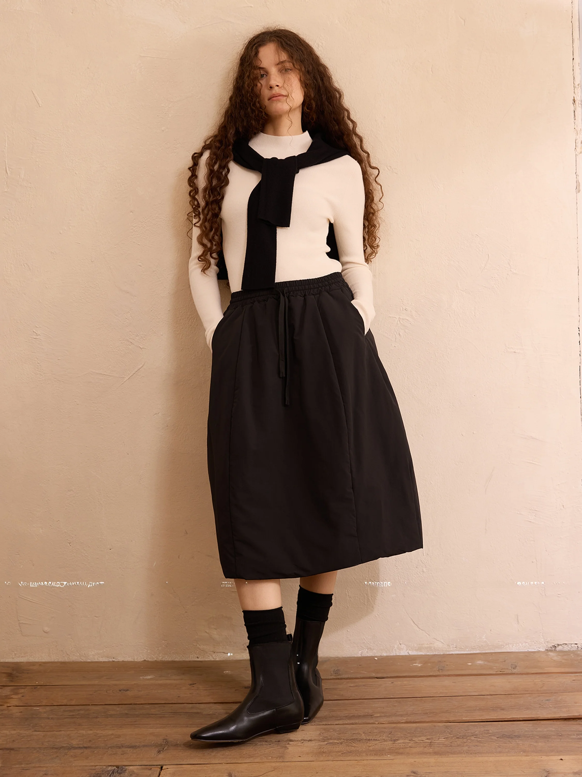 

Юбка NOEND25 в японском стиле, с эластичным поясом, с цветочным узором, на гусином пуху, облегающая, теплая, А-силуэт, свободного кроя, из полиэстера