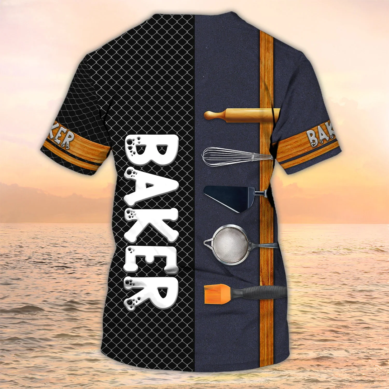 PLstar Cosmos Newest Summer Men‘s T-shirt Pastry Chef / Baker Custom Name 3D Printed t shirt Unisex Casual Bakery Uniform DW97