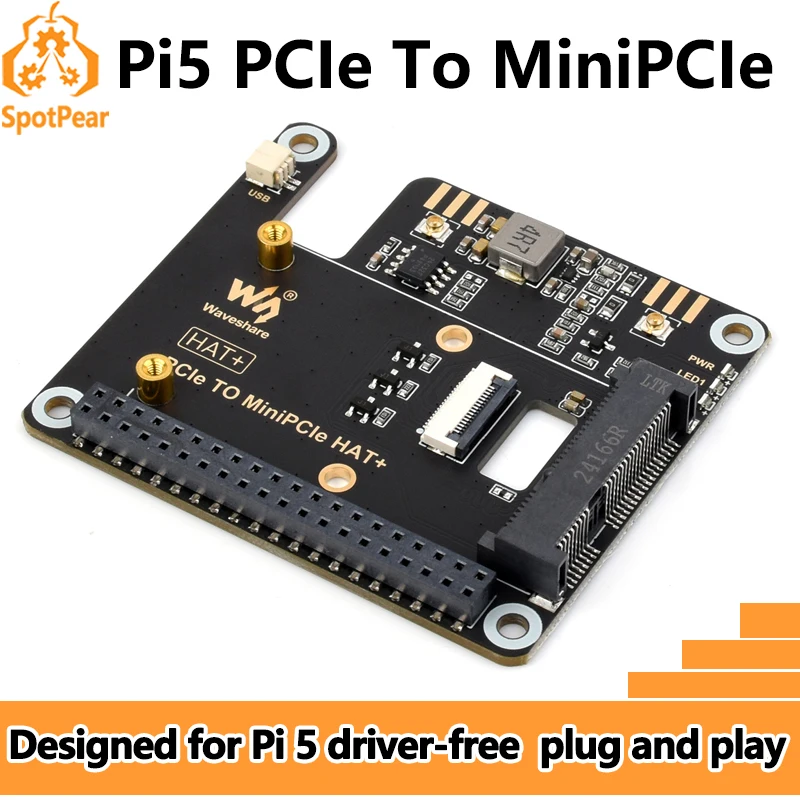 

Raspberry Pi 5 PCIE к MiniPCIe для беспроводной сети WIFI-карта USB Bluetooth Waveshare PCIe TO MiniPCIe HAT