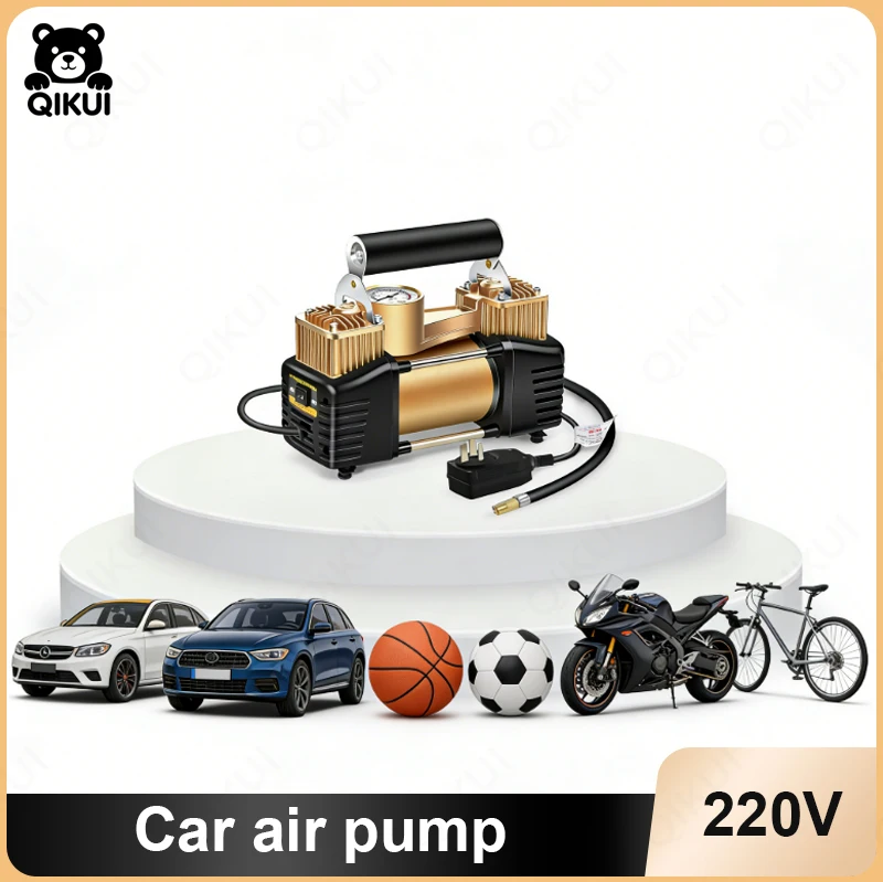 220V Dual-Cylinder Electric Air Compressor for Car Tires Portable High-Pressure Automotive Emergency Power Supply Jump