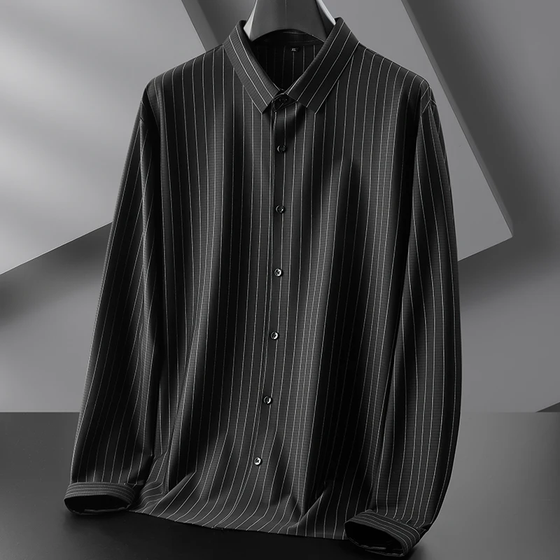 8XL 7XL 6XL 2022 New Autumn Luxury Business Striped Shirt Men Long Sleeve Loose Mens Shirts Top Quality Casual camisa masculina