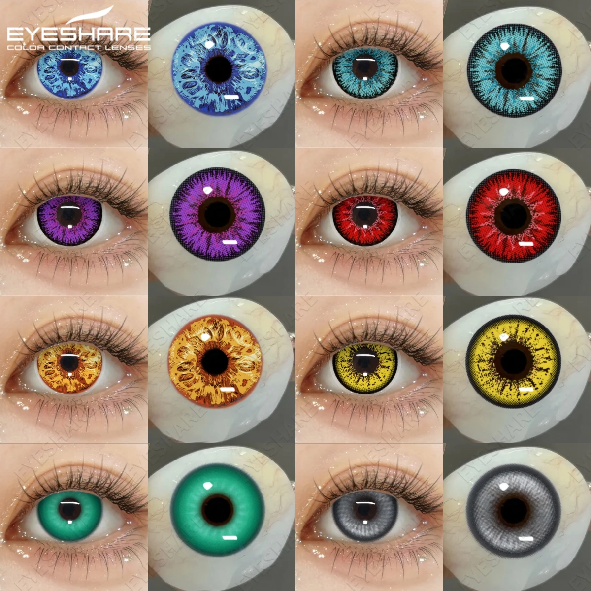 EYESHARE Anime Farbige Kontaktlinsen 2 Stücke Cosplay Rote Linsen Blaue Augen Linsen Halloween Lila Augen Make-Up Kontakt Grüne Linse